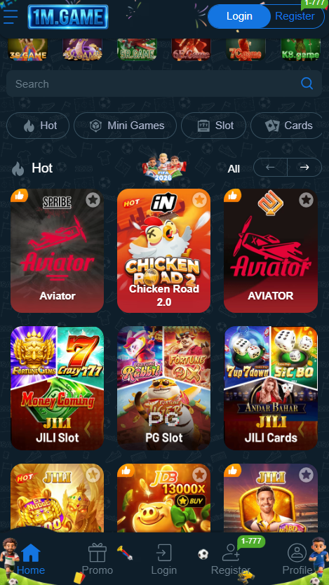 1M online casino games homepage
